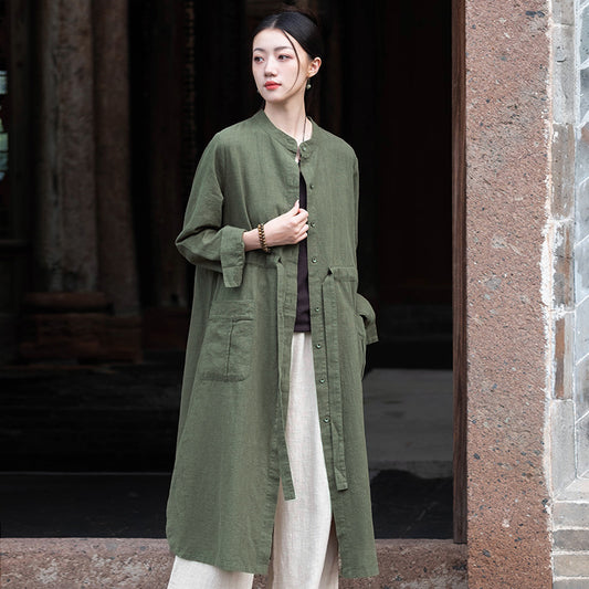 Women's Linen Casual Long Cardigan