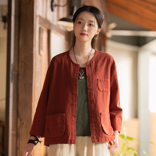 Spring Loose Cardigan Versatile Linen Jacket