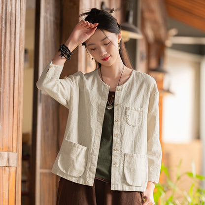 Spring Loose Cardigan Versatile Linen Jacket