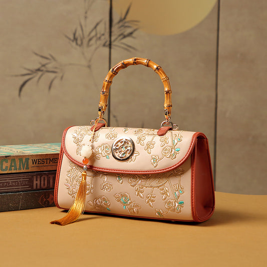 Women's Handbag With Rose Embroidery