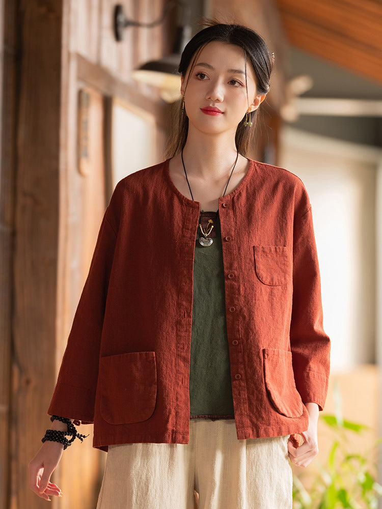 Spring Loose Cardigan Versatile Linen Jacket