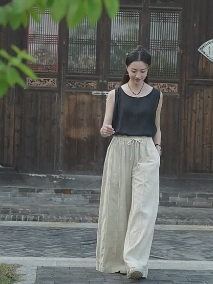 Women's Personality Linen Wide-leg Pants